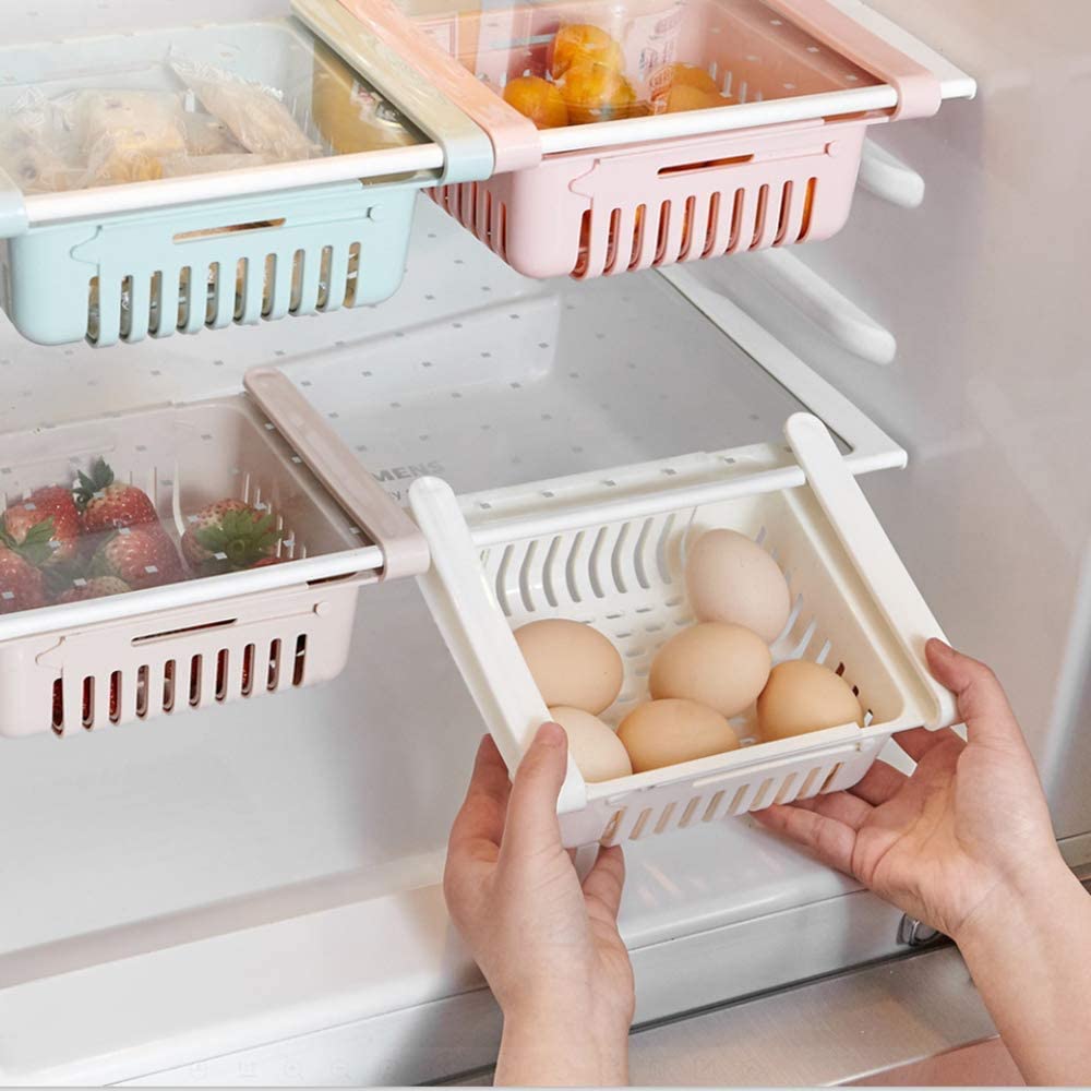 Выдвижной выдвижной органайзер для ящика холодильника, 4 упаковки, держатель полки для холодильника, ящик для хранения