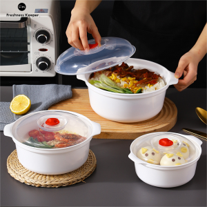 Wadah Penyimpanan Makanan Bulat Mangkuk Peralatan Masak Microwave Set isi 3