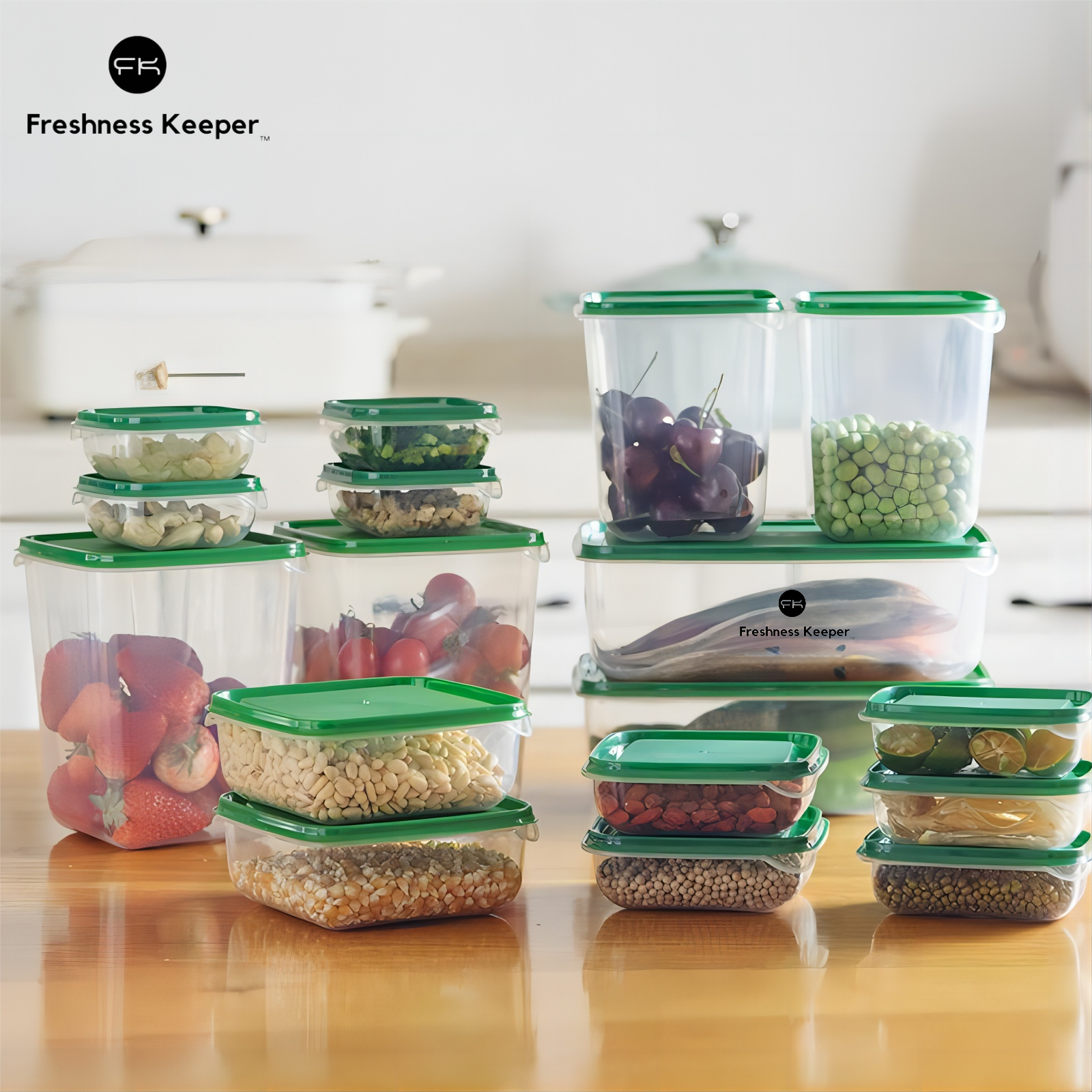 17 Pcs Reusable Plastic Food Storage Container Set with Lids Airtight