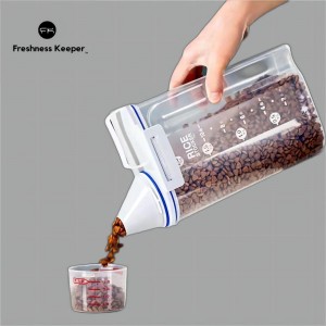 Airtight Pet Food Container para sa Dogs Cat Food Container nga adunay Pour Spout + Seal Buckles