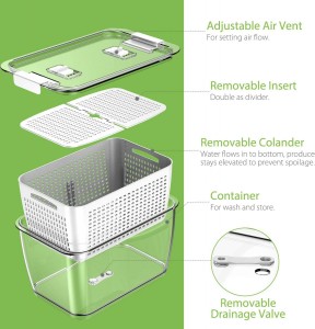 Organizador de nevera con contenedor de ahorro de productos divididos sin BPA con rejillas de ventilación
