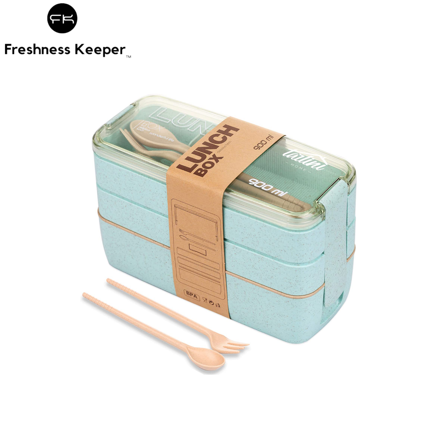 Stackable 3-In-1 Compartment Wheat Straw Bento Lunch Box