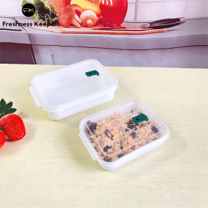 Πλαστικό Δοχείο Τροφίμων Ορθογώνια Κουζίνα Μικροκυμάτων με Καπάκια αεριζόμενα