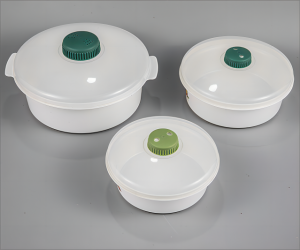Комплект кръгли съдове за готвене за микровълнова фурна от 3 контейнера за многократна употреба