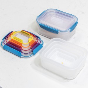 Conjunto de recipientes de armazenamento de alimentos de plástico Nest Lock multicolorido