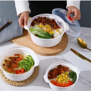 Round Food Storage Containers Microwave Cookware Bowl Set of 3