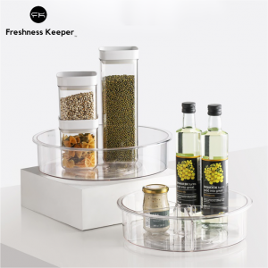 Spinning Turntable Lazy Susan Organizer with Removable Dividers for Snack, Spice, Kitchen,  Cabinet ,Pantry, Fridge