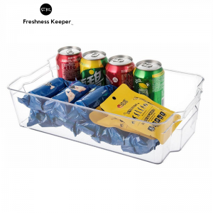 BPA-vrye deursigtige plastiek yskas-organiseerderbakke vir yskas, vrieskas, kombuiskas, spensorganisasie en berging