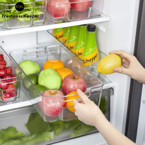 BPA Free Plastic Pantry Refrigerator Fridge Organizer Bins for Freezer Kitchen Cabinet