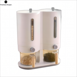 11 Lbs Rece Dispenser Airtight Dry Food Dispenser ea Double-Barrel Grain Dispenser