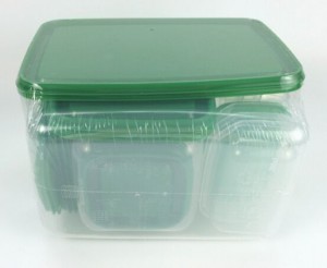 再利用可能なプラスチック製食品保存容器セット 17 個 密閉蓋付き