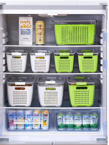 Multifunkční odkapávací Crisper Nádoby na uskladnění čerstvé zeleniny pro lednici
