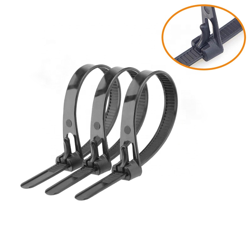 Custom Plastic Black UV Nylon Soft Releasable Cable Ties