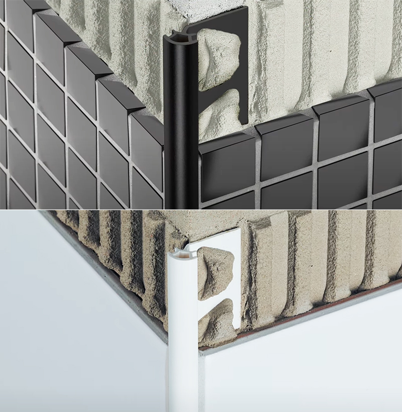 The construction steps of the tile trims.