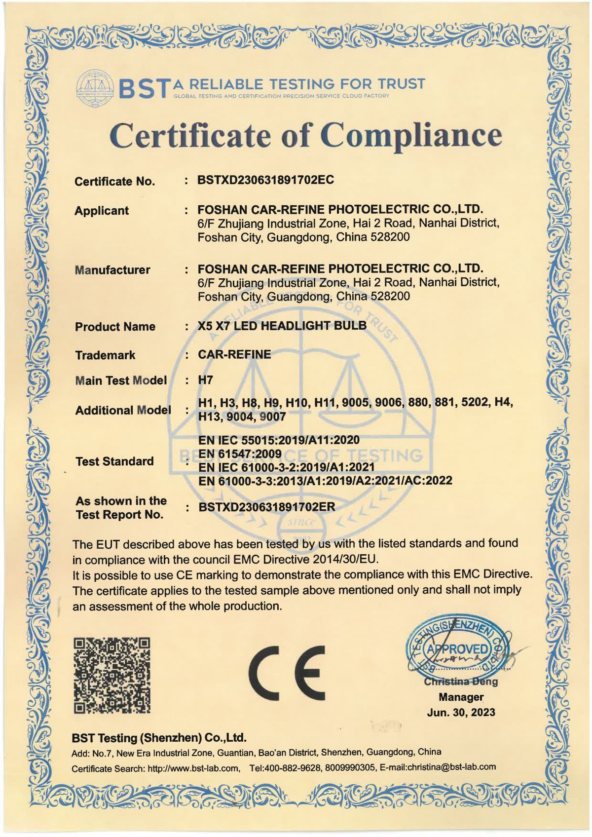 KRF X 5 7 CE EMC-Certificate