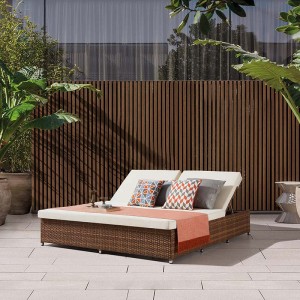 Garden rattan double daybed with mattress(Angela)