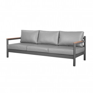 Armani alu. 3-seat sofa (Teak armrest)