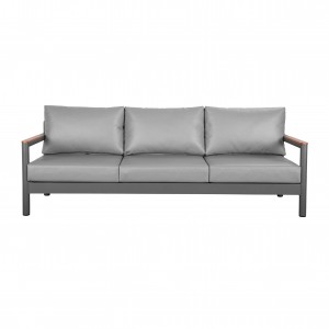 Armani alu. 3-seat sofa (Teak armrest)