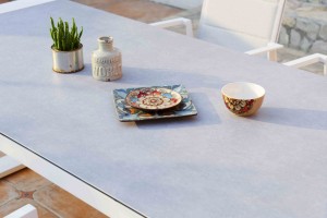 Linz alu. rectangle table (Ceramics glass)