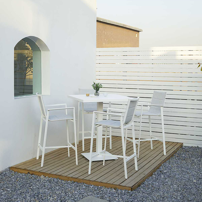China wholesale Aluminum Sofa Set Supplier –  Textile bar stool with aluminum bar table (Luca) – TAILONG