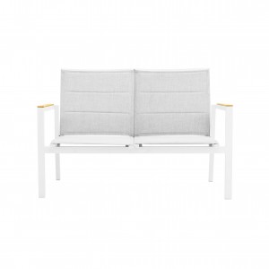 Luca textile 2-seat sofa(Teak armrest)