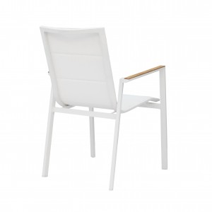 Luca textile dining chair (Teak armrest)