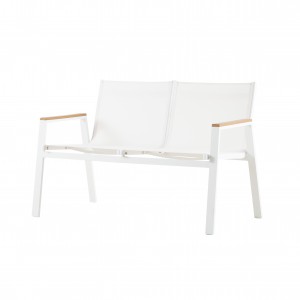 Snow white textile 2-seat chair(Poly Wood）