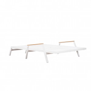 Snow white textile double lounge(poly wood)