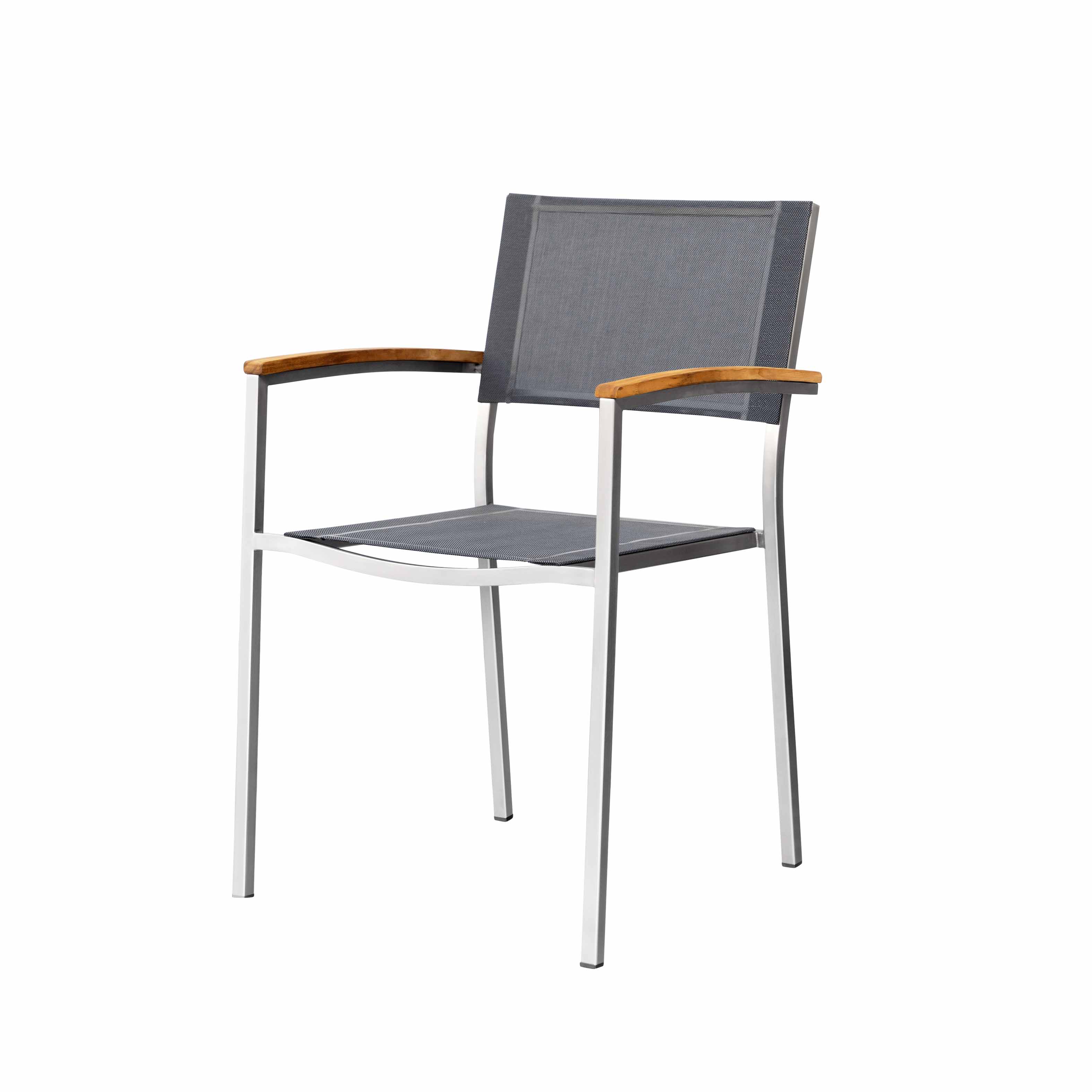Best High quality Beach Chair With Footrest Manufacturer –  Hills textilene dining chair (Teak armrest) – TAILONG