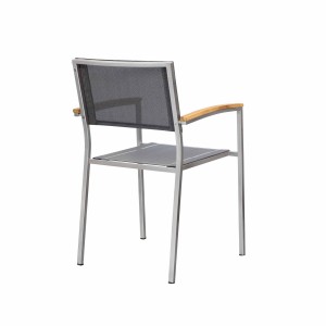 Hills textilene dining chair (Teak armrest)