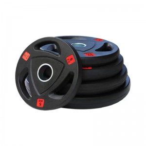 Fast delivery Color Bumper Plates - Cast Iron  Rubber coated three hole counterweight Bumper barbell plates in Kg  – Fushuangyue