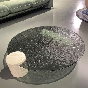 Grey Crystal Glass Round Coffee table