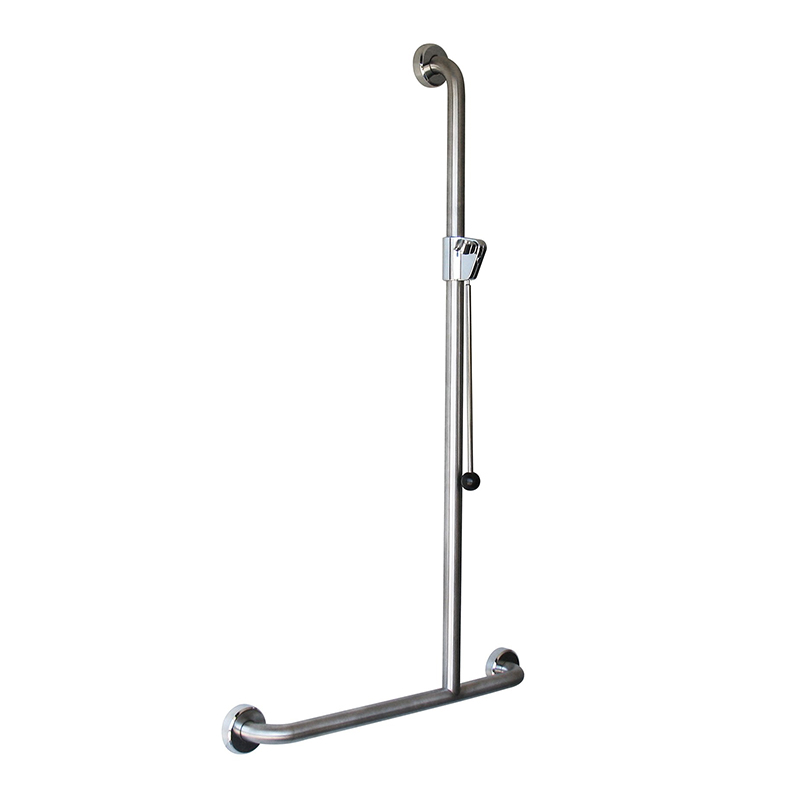 BEC-29 Angled Shower Grab Rail with Easy Slide, Clean Seal Flange & Handle