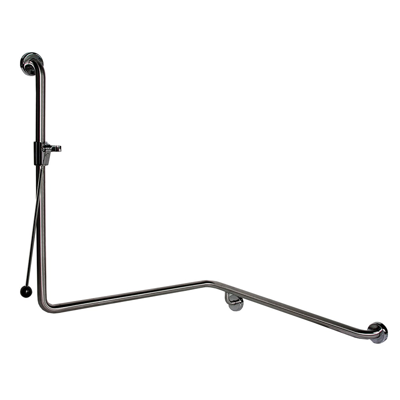 BEC-33 Angled Shower Grab Rail with Easy Slide, Clean Seal Flange & Handle
