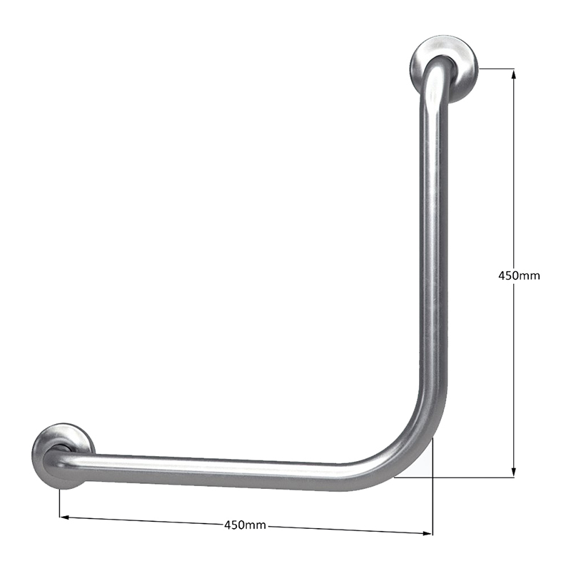 Тип 145 — 32 мм, 90 градусов, двусторонний поручень для амбулаторного туалета из нержавеющей стали, 450x450 мм — (одинарный)