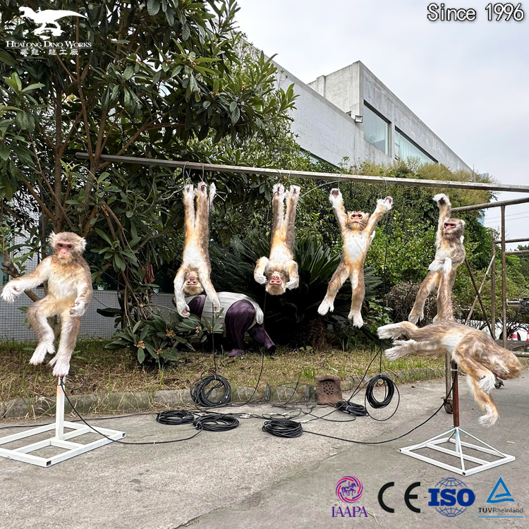 Animatronescht Aaff mat blénkegen Aen & realistesche Kläng - Waasserdicht animatronic Déiersimulatioun Déiermodell fir Zoo, Dschungelpark, Akafszenter Display