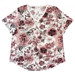 Big Floral printing T-shirts in Spring and Summer with good handfeel for Women
