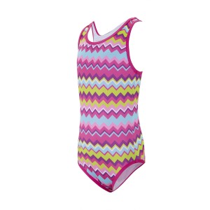 Girls’ Digital Stripes printing design One piece Swimsuit Sport Bikini Swimwear