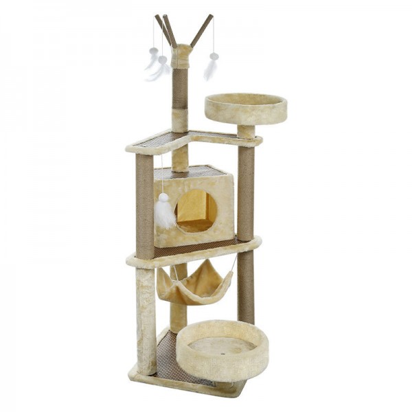 OEM High Quality Wall Mounted Cat Scratcher Exporters –  Wholesale Multi-Level Wood Cat Tree Tower And Cat Scratcher Condo For Indoor  –  JIMIHAI