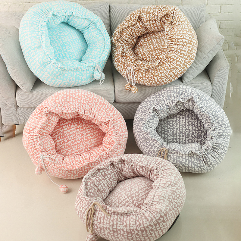 China wholesale Cute Pet Bed With Ears Exporters –  Wholesale Round Soft Pet Bed with Resilient PP Cotton and Adjustable Size for Four Seasons  –  JIMIHAI