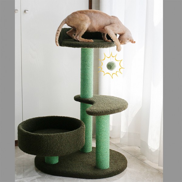 Wholesale Multi-layer cat climbing tree one-piece vertical sisal scratching , cat scratching board jumping platform toy