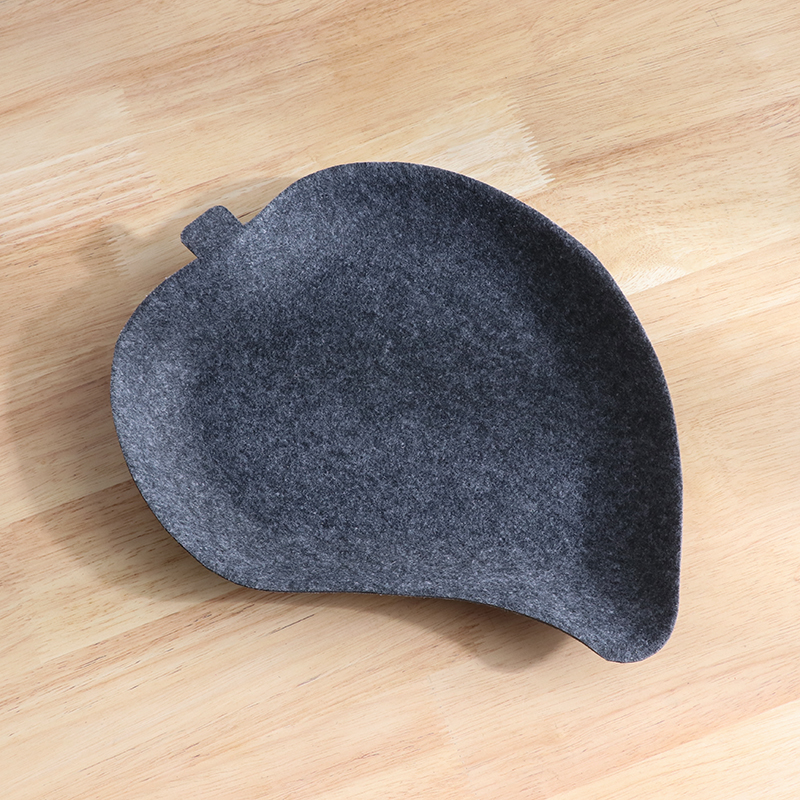 Lovely leaf shape felt tray for container candy, stationary,Cosmetic, perfume, fruit and cookies