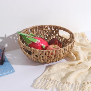 Kitchen food Water Hyacinth Wicker Basket with Handles  Natural
