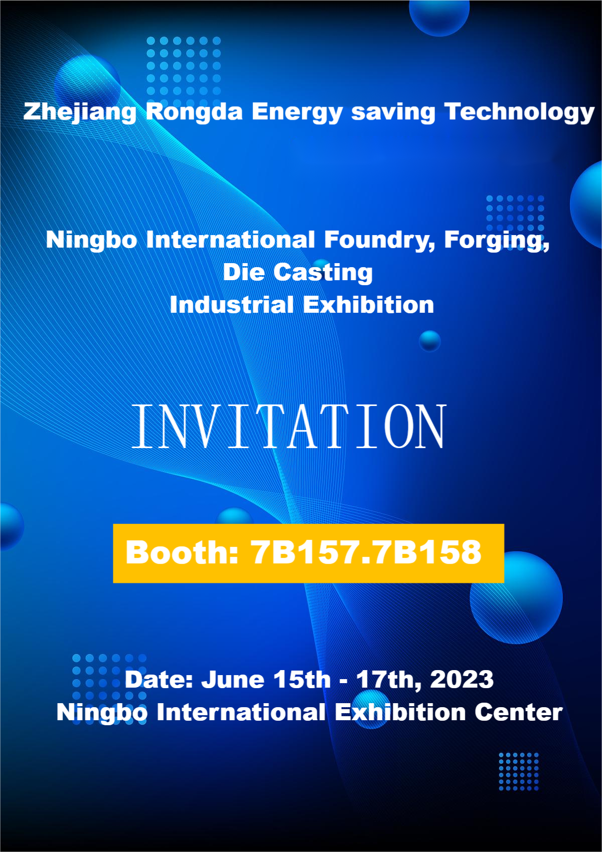 ចូលរួមជាមួយពួកយើងនៅ Ningbo International Foundry, Forging, and Die Casting Industrial Exhibition!