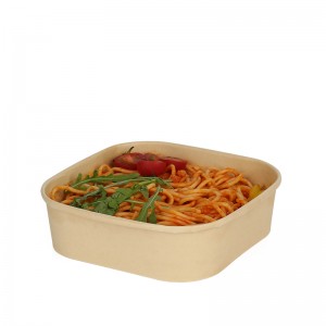 Cheap price China Custom Size Disposable square Kraft Paper Salad Bowl