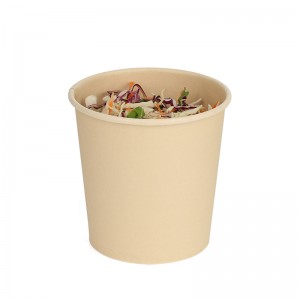 Discountable price Packaging Biodegradable Fruit Salad Paper Bowl Disposable500ml 750ml 1000ml 1100ml 1300ml Kraft Paper Salad Bowl