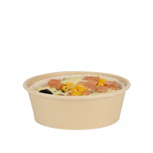 Factory Selling China Disposable Compostable Brown Kraft Wholesale Paper Bowls with Lids for Takeaway Food