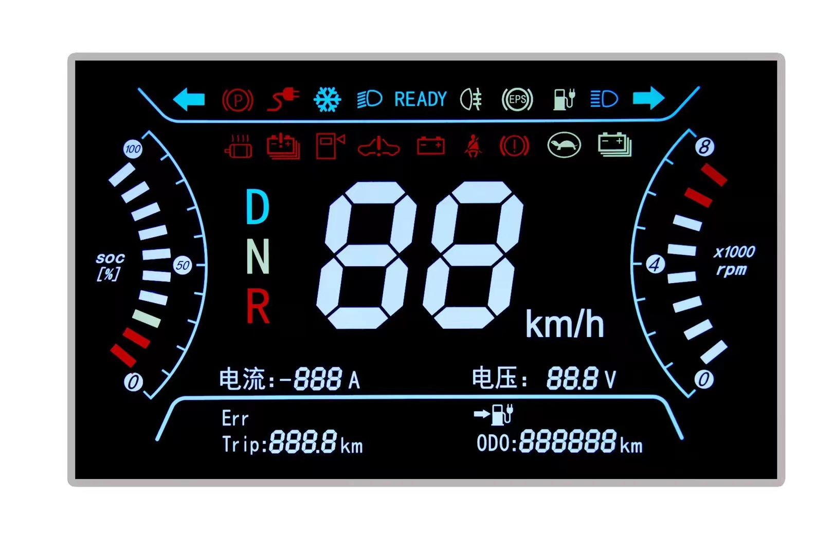 Instrument Cluster LCD Display, Sunlight Viewable Monitor, Dash Board LCD, Energy Monitoring Dashboard