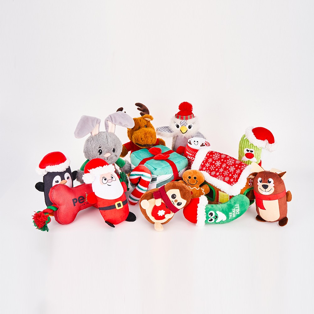Christmas Plush Dog Toy, Squeaky Puppy Toys