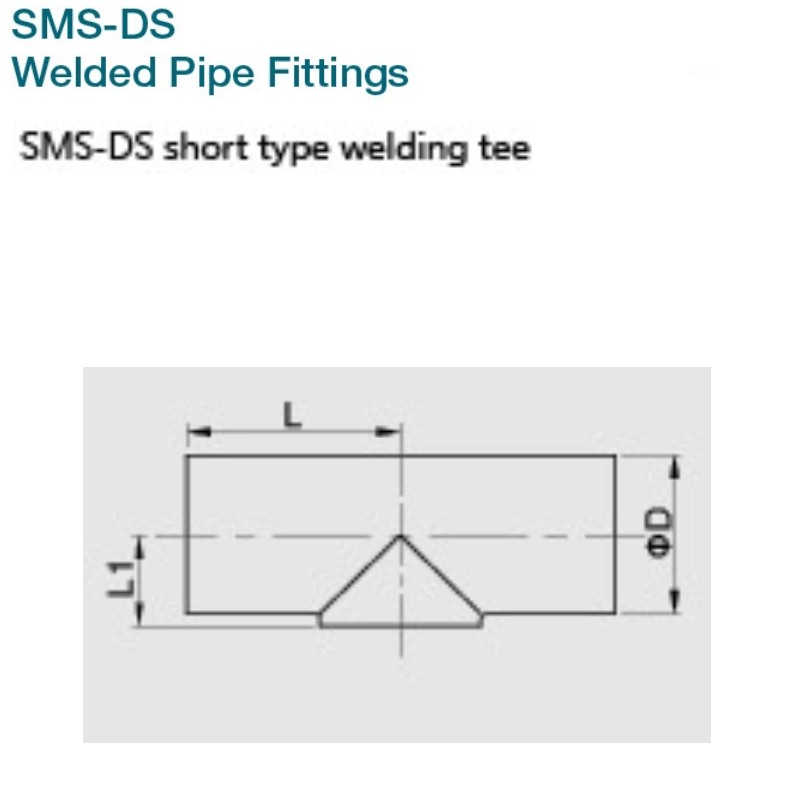800 SMS-DS welded pipe fittings short type welding tee